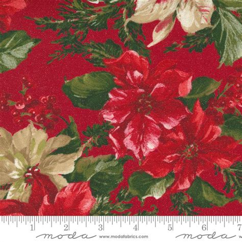 hancock fabrics red and white pointsettias with gold metallic|Red Gilded Poinsettias Christmas Metallic Cotton Fabric.